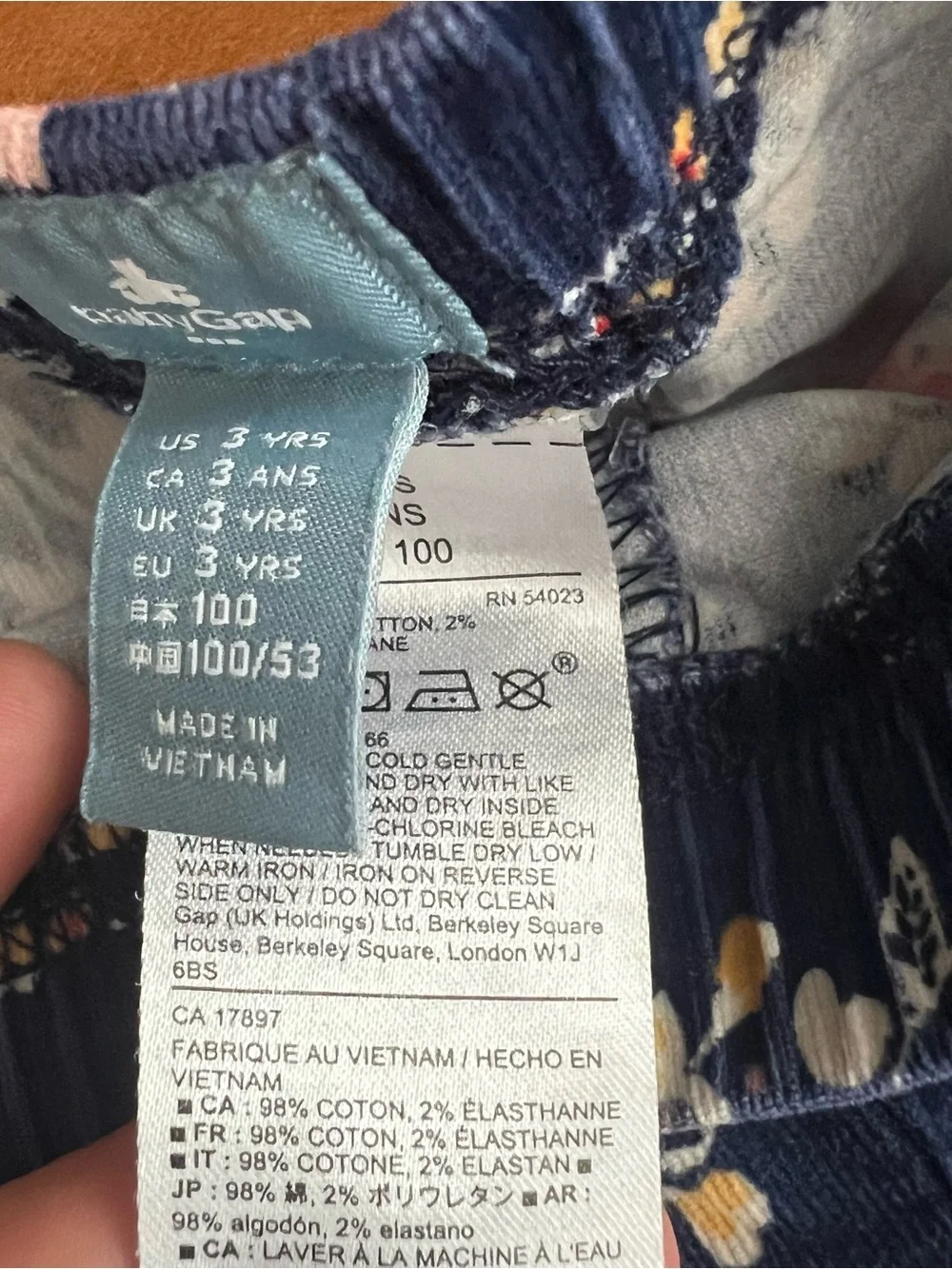 Baby Gap Toddler Girls Sz 3Y Navy Floral Print Pants Bottoms